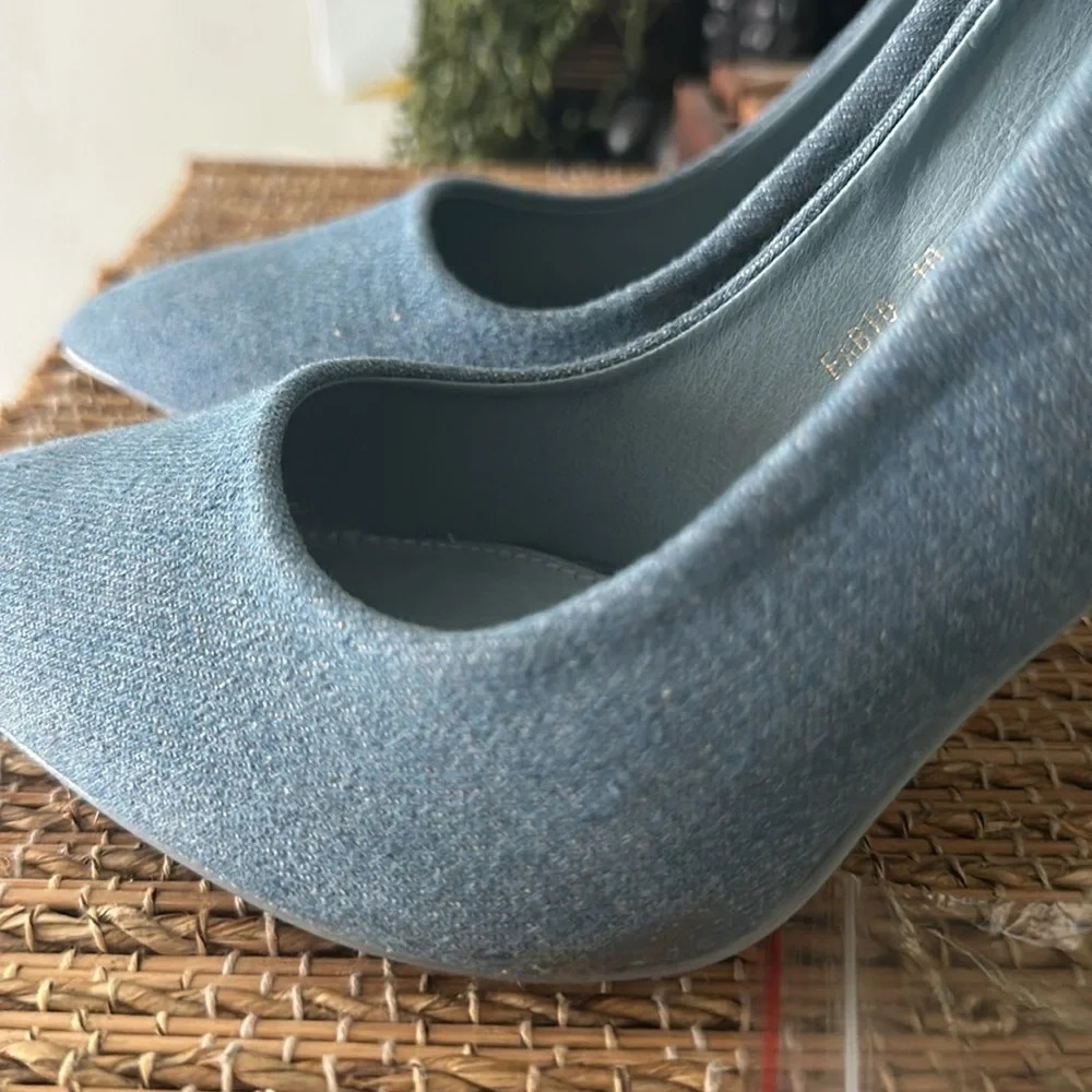 Bella Luna denim closed toe high heels size 10 - Picture 6 of 10